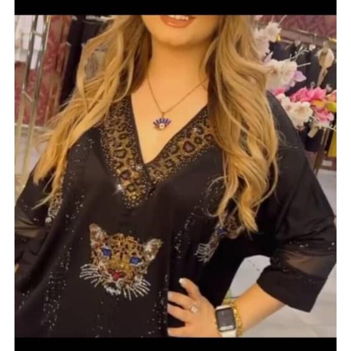 بلوز زنانه پلنگی سنگ کریستال ترک ()